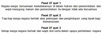 Bunyi Pasal 27 Ayat 1 Adalah